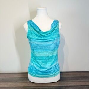 Dynamite | Aqua Blue ombre ciel neck Tank Top with plastic dots mernaidcore
